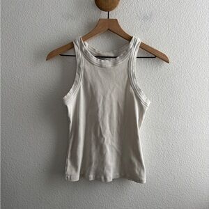 Reformation White Ribbed Tank Top